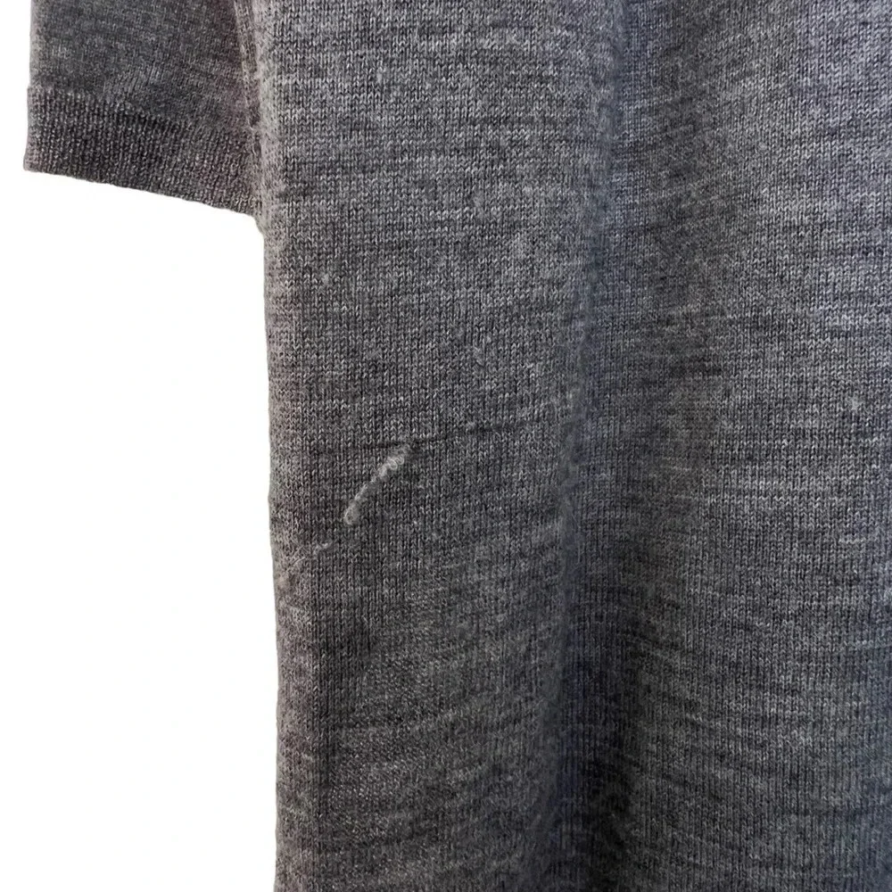 Eileen Fisher Merino Wool V Neck Tunic Sweater Charcoal Grey Small Relaxed Cozy